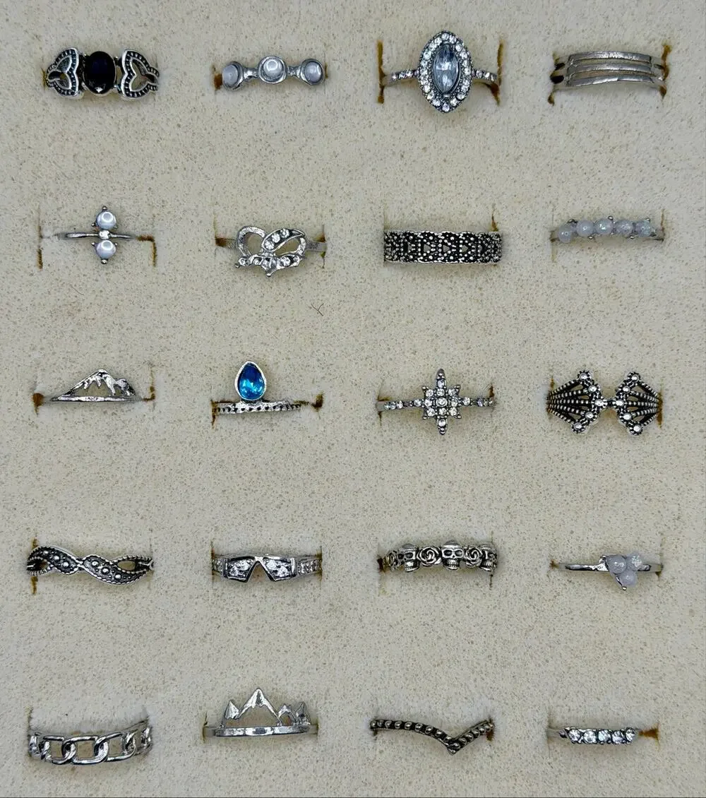 Silver Stacker Rings Lot - 20 pcs Boho Minimalist